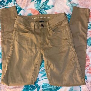 Khaki colored American Eagle jeggings
